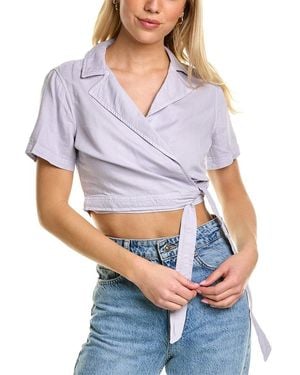 Bella Dahl Wrap Linen-Blend Shirt - Gray