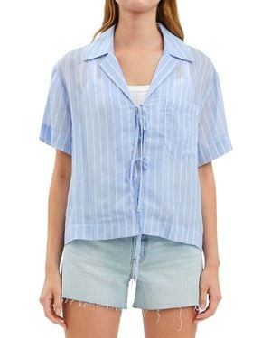 Daze Denim Buttercup Tie Front Shirt - Blue
