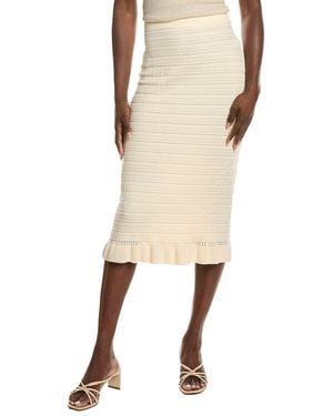 Laundry by Shelli Segal Ruffled Jumper Midi Skirt - Natural