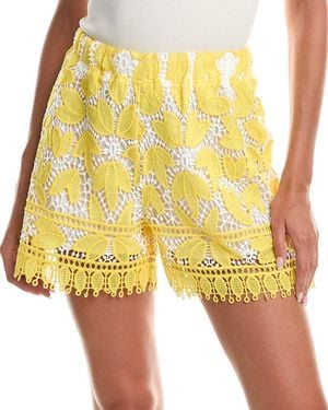 Gracia Floral Embroidered Crochet Short - Yellow