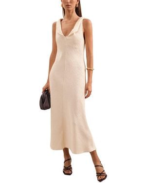 Reiss Kiera Textured Drape Neck Dress - White