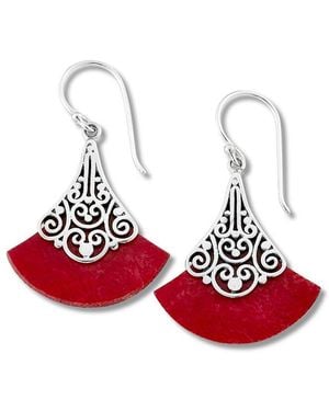 Samuel B. Silver Coral Filigree Drop Earrings - Red