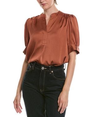 Anne Klein Petite Y Neck Top - Brown