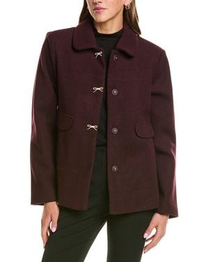 Cece Short Swing Bow Buttons Jacket - Brown