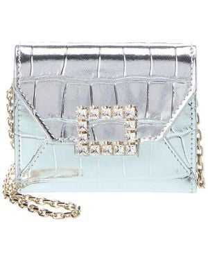 Roger Vivier Croc-Embossed Leather Wallet On Chain - Blue
