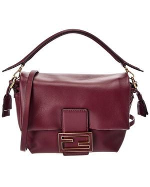 Fendi Mamma Baguette Small Leather Shoulder Bag - Purple