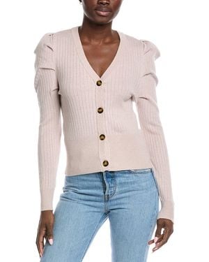 RAFFI Pleated Shoulder Cardigan - Blue