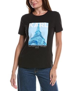 KARL LAGERFELD Eiffel Tower T-Shirt - Blue