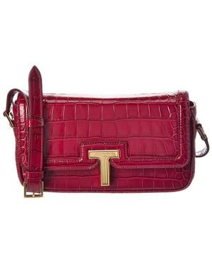 Tom Ford Croc-Embossed Leather Shoulder Bag - Purple