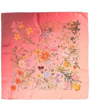 Gucci Printed Flora Silk Twill Carré - Pink