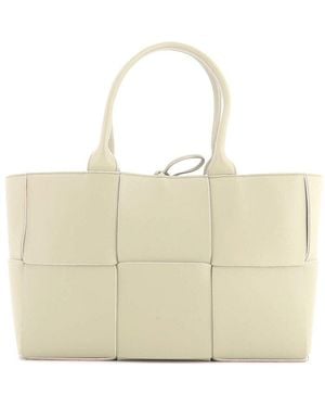 Bottega Veneta Maxi Intrecciato Leather Arco Tote Small (Authentic Pre- Loved) - Natural
