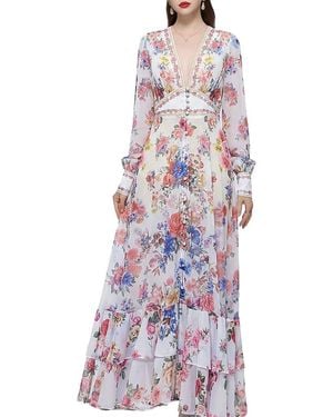 AMINA GLAM Printed Maxi Dress - Purple