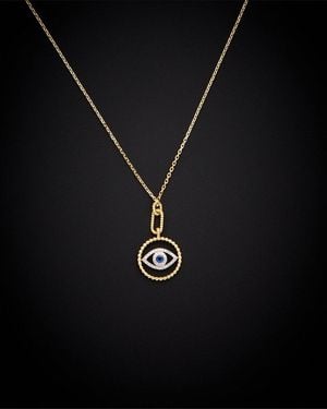Italian Gold 18K 0.20 Ct. Tw. Diamond & Sapphire Necklace - Black