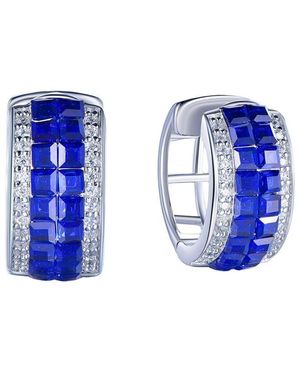 Suzy Levian CZ Jewelry Suzy Levian Cz Invisible Setting Huggie Earrings - Blue