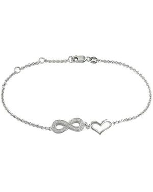 Diamond Select Cuts 0.06 Ct. Tw. Diamond Heart & Infinity Bracelet - White