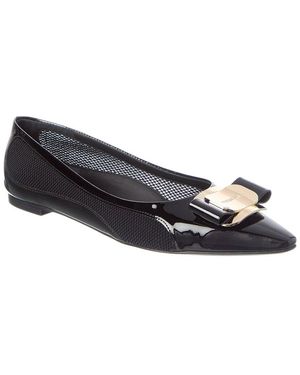 Ferragamo Zea Bow Leather Ballet Flat - Black