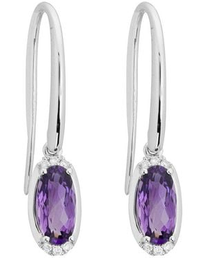 Diamond Select Cuts 14k Diamond .07 Ct. & 1.40 Ct. Amethyst Earrings - Purple