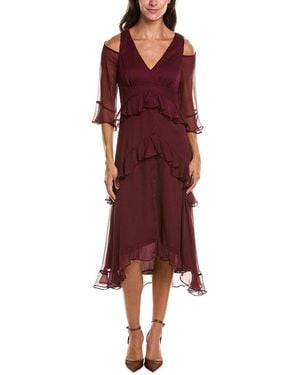Tahari Tiered Chiffon Midi Dress