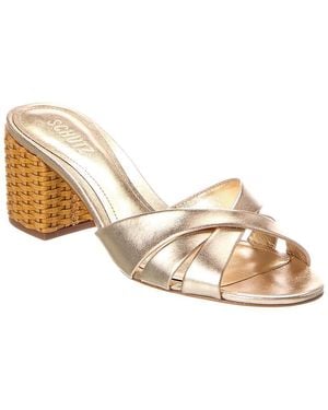 SCHUTZ SHOES Keefa Straw Leather Sandal - Metallic