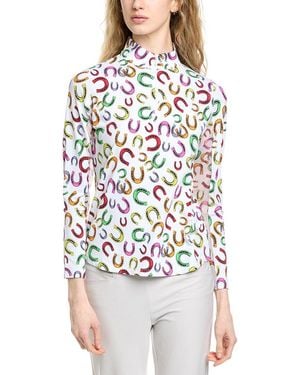 IBKUL Long Sleeve Mock Neck Top - White