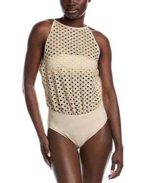 Carmen Marc Valvo High-Neck One-Piece - Natural