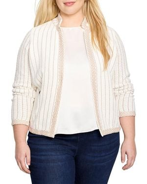 NIC+ZOE Plus Pinstripe Notch Collar Knit Jacket - White