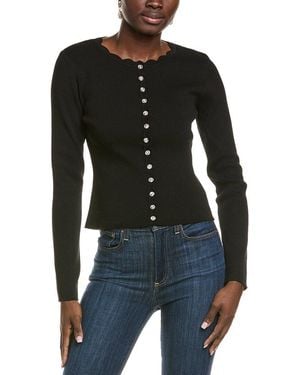 Endless Rose Scalloped Accent Split Long Cardigan - Black