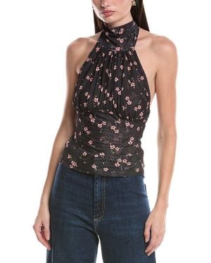 AFRM Lune Tie Neck Open Back Top - Blue
