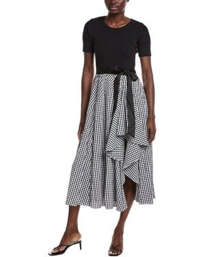 Gracia Asymmetrical Ruffle Detail Midi Dress - Gray