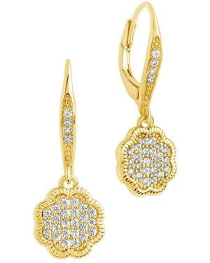 Sterling Forever 14K Cz Rose Petal Short Drop Earrings - Metallic