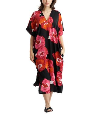Natori Bold Poppy Crinkle Caftan - Red