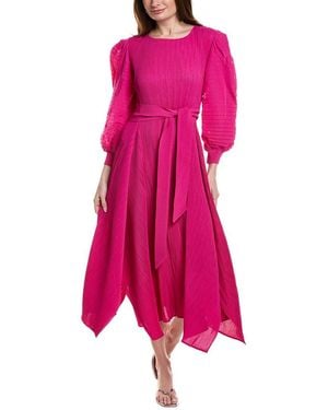 Beulah London Long Sleeve Midi Dress - Pink