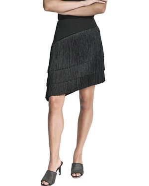 DKNY Tiered Fringe Skirt - Black