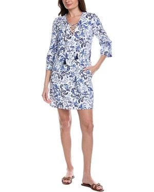 Tommy Bahama Terrazzo Tile Sleeve Cover-Up Dress - Blue