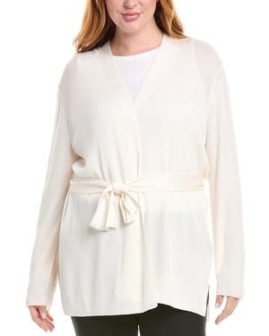 Lafayette 148 New York Plus Belted Rib Silk-Blend Cardigan - White