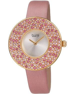 Burgi Burgi Satin Over Leather Watch - Pink