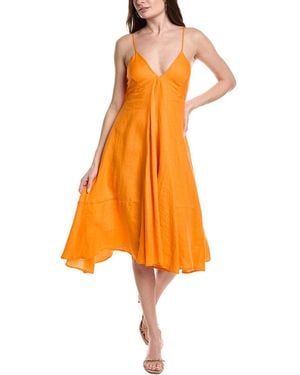 Silvian Heach Karan Linen Midi Dress - Orange