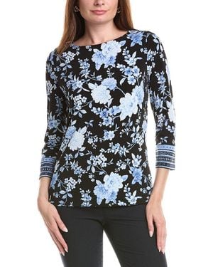 Anne Klein Banded Boatneck Top - Black