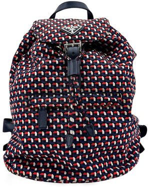 Prada Others Geometric Print Backpack (Authentic Pre-Loved) - Blue