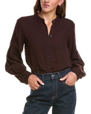 Madewell Stand Collar Button Up Shirt - Brown