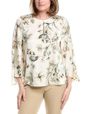 Anne Klein Keyhole Front Blouse - Natural