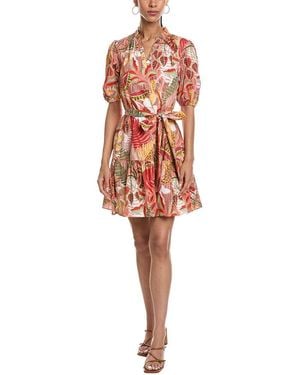 Vince Camuto Short Sleeve Printed Mini Dress - Red
