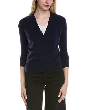 Sofiacashmere Modern Faux Wrap Wool & Cashmere-Blend Jumper - Blue