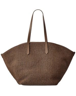 Brunello Cucinelli Leather-Trim Tote - Brown