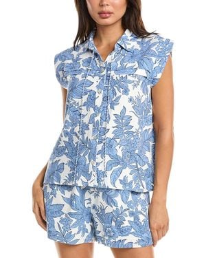 Fate Linen-Blend Top - Blue