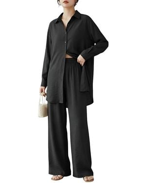 Tedora 2Pc Shirt & Pant Set - Black