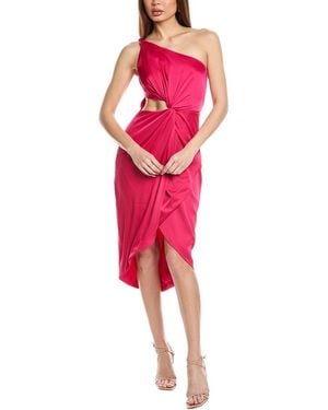 AMUR Deena One-Shoulder Midi Dress - Red