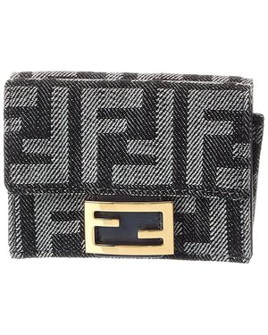 Fendi Baguette Micro Leather Card Case - Grey