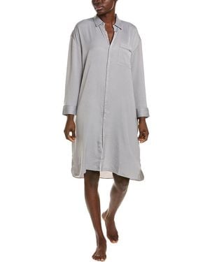Barefoot Dreams Washed Satin Piped Nightshirt - Grey