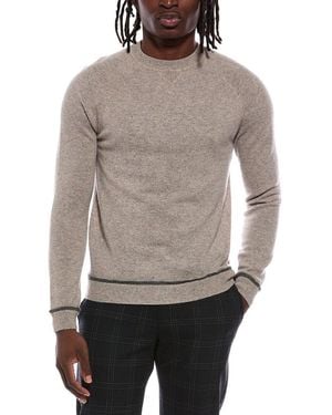 Autumn Cashmere Coverstitch Raglan 100% Cashmere Crewneck Jumper - Grey